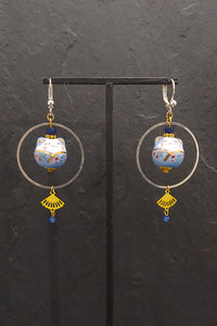 Boucles d'oreilles CHAT-BADA bleu - Fleurs d'Ascenseurs