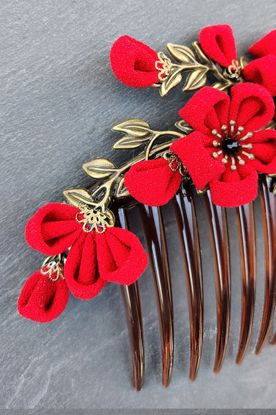 Grand peigne kanzashi COUP DE FOUDRE