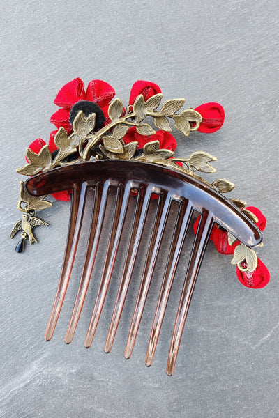 Grand peigne kanzashi COUP DE FOUDRE