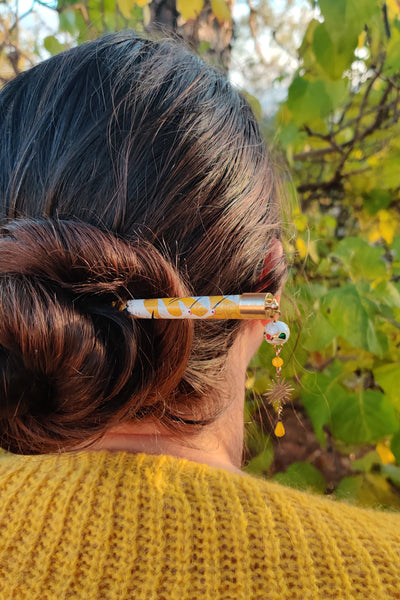 Pic à cheveux GEIKO Grues jaune