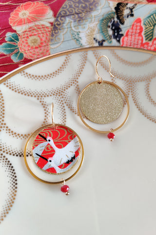 Boucles d'oreilles ASAHI Grues rouges