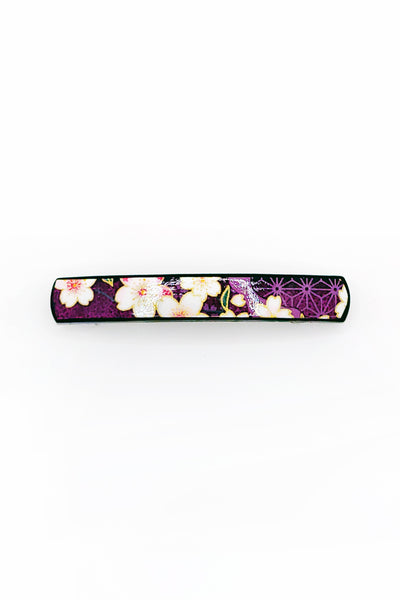 Barrette mince WASHI Sakura violet - Fleurs d'Ascenseurs