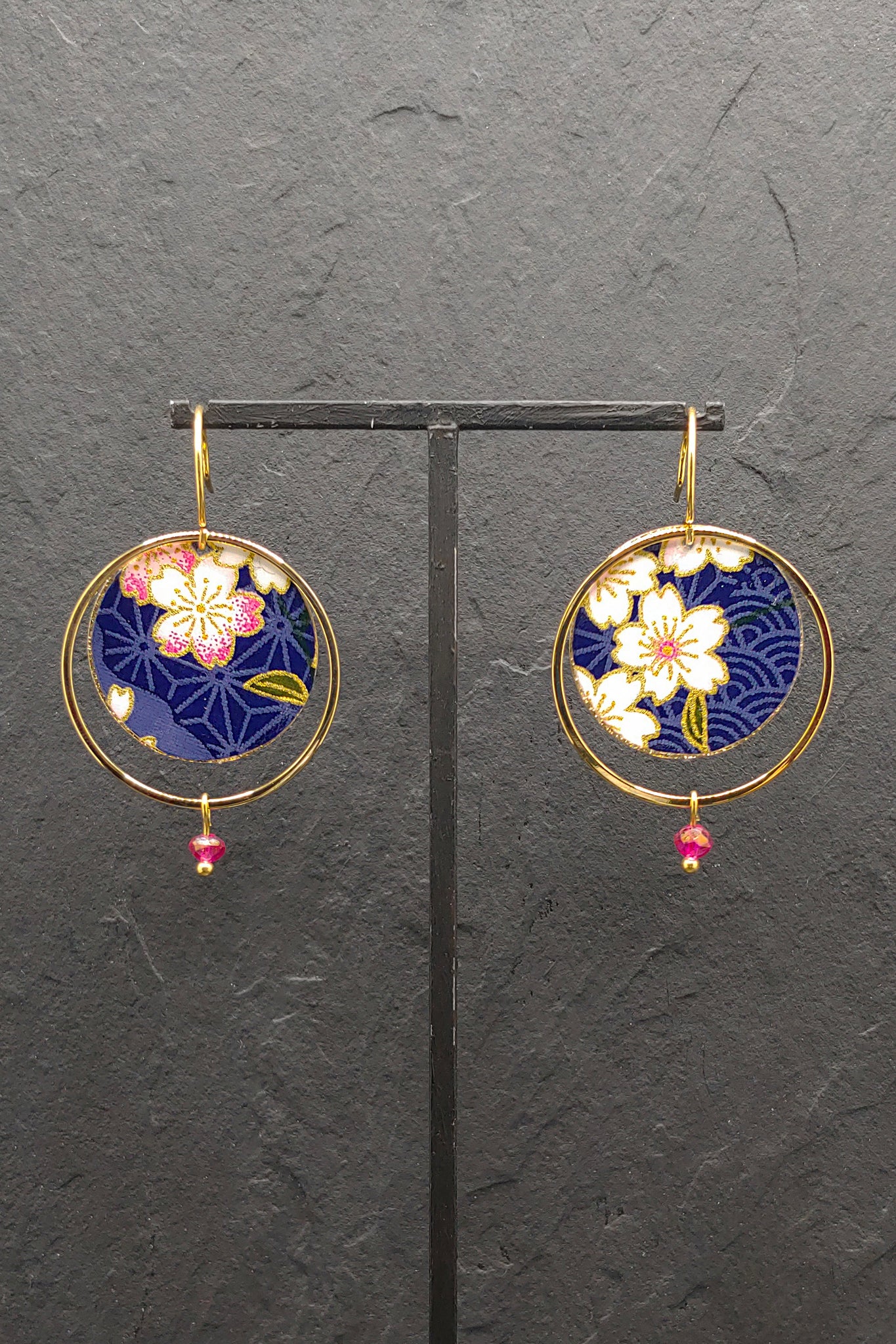 Boucles d'oreilles ASAHI Sakura bleu - Fleurs d'Ascenseurs