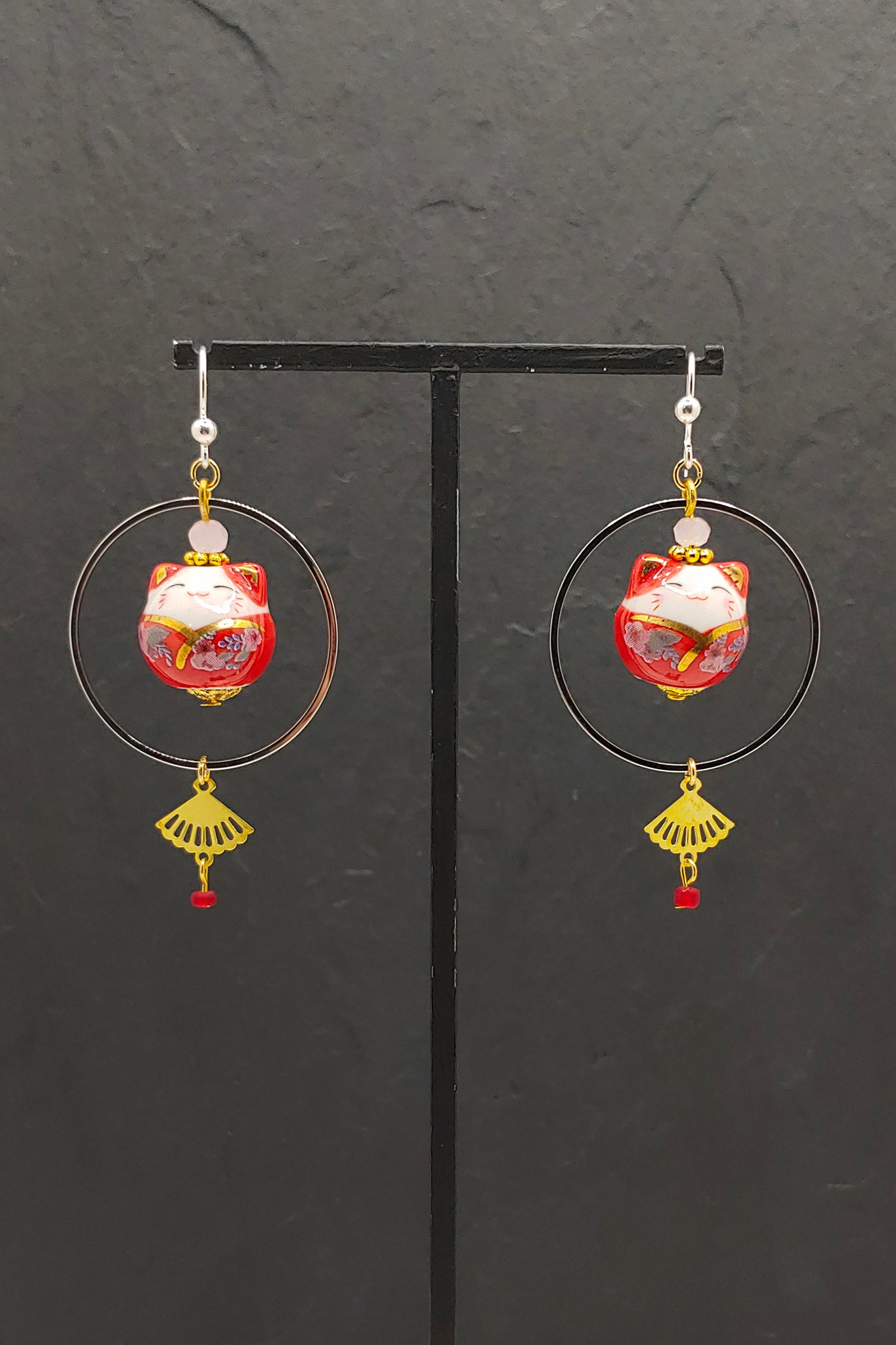 Boucles d'oreilles CHAT-BADA Rouge - Fleurs d'Ascenseurs