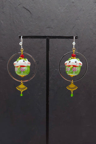 Boucles d'oreilles CHAT-BADA Vert - Fleurs d'Ascenseurs