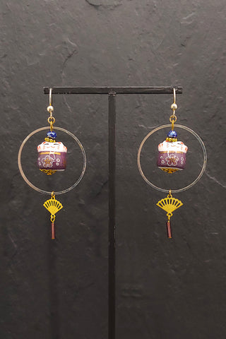 Boucles d'oreilles CHAT-BADA violet - Fleurs d'Ascenseurs