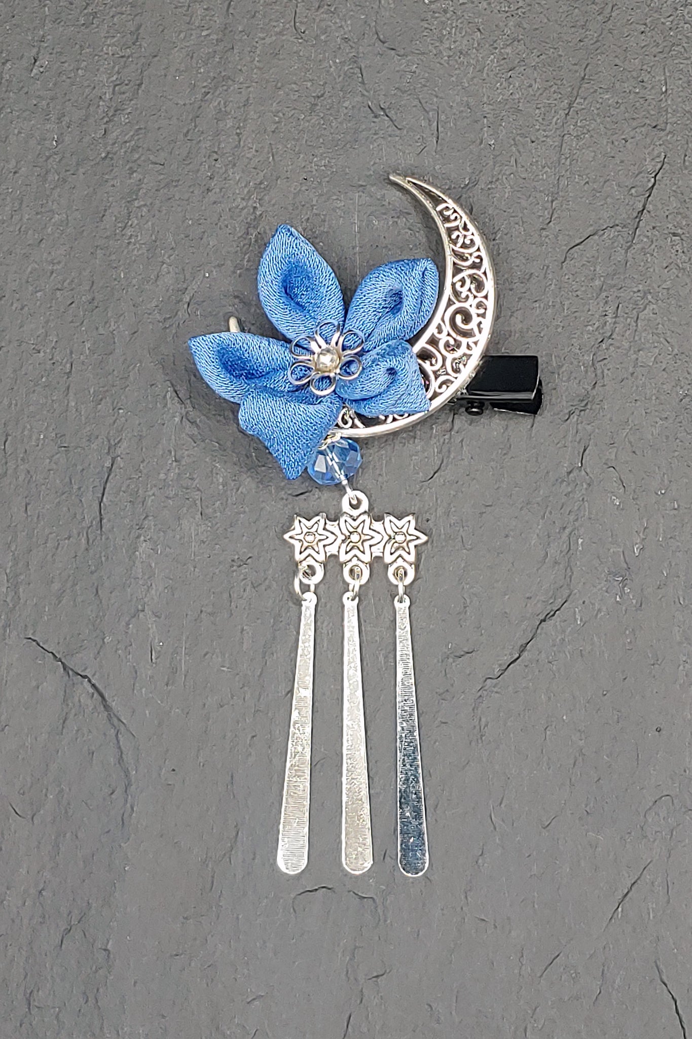  Barrette LUNA Vieux bleu - Fleurs d'Ascenseurs