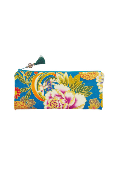 Trousse longue LOON Hanabi turquoise - Fleurs d'Ascenseurs